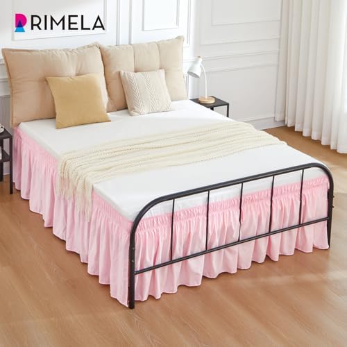 RIMELA Bed Skirt with Split Corners, Queen, 15 Inch Drop, Pink