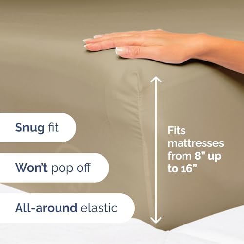 Cal King Size 4 Piece Sheet Set - Soft & Cooling Bed Sheets - Light Caramel