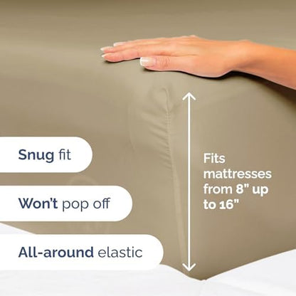 Cal King Size 4 Piece Sheet Set - Soft & Cooling Bed Sheets - Light Caramel