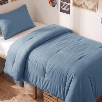 CozyLux Twin Comforter Set, 2 Pieces Down Alternative Bedding, Grayish Blue