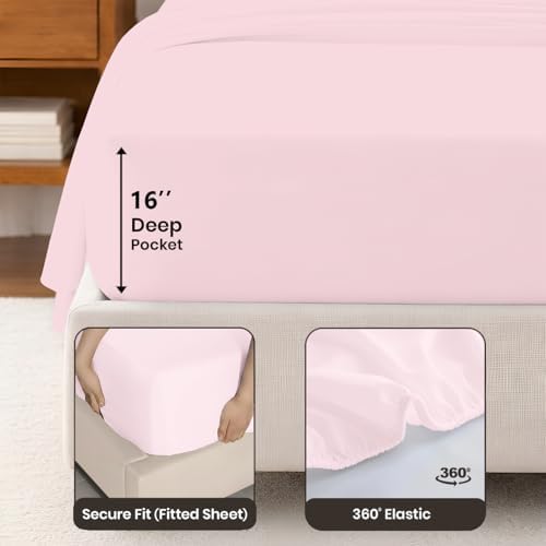 SGI bedding 100% Egyptian Cotton Sheets King Size – Cooling Sheets, Soft Breathable Blush Bedding, Luxury Bedding, Luxury Hotel Sheet Set, Deep Pocket 16", 4 Piece Set