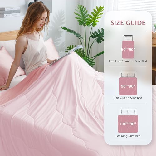 BEAUTEX Cooling Comforter King Size Cool Blanket for Hot Sleepers(Pink)