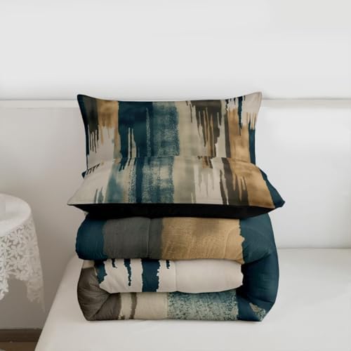 jejeloiu Abstract Comforter Set Modern Art Bedding Set Queen Size