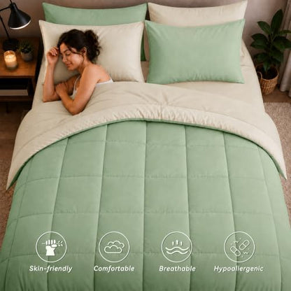 Anluoer Full Size Comforter Sets, 7 Piece Bed in a Bag Full Bedding Sets