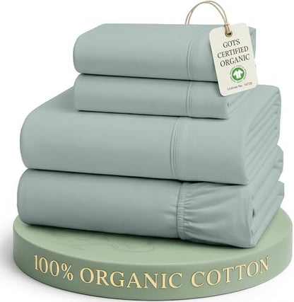 LANE LINEN California King Sheet Set 100% Organic Cotton Soft - French Blue