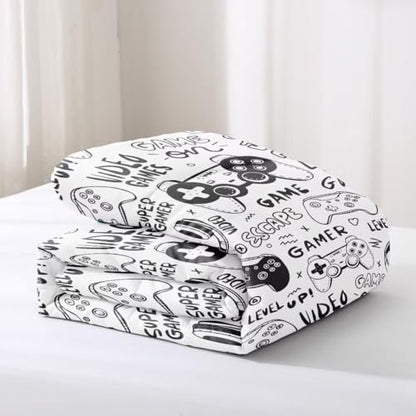 Gaming Comforter for Boys Teens,Game Bedding Sets Full,Kids Gamer Comforter Set,Video Game Bedroom Bed Set Controller Duvet All Season 3 Piece
