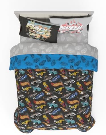 Hot Wheels Kids Bedding Super Soft Comforter and Sheet Set with Sham, 7 Piece Full Size, (Officially Licensed Product) By Franco