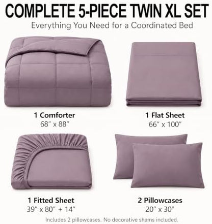 CozyLux Twin XL Comforter Set Dusty Purple - 5 Pieces Twin XL Bed in a Bag