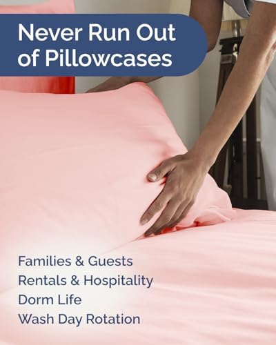 King Standard Pillow Cases Set of 6 - Soft Pillowcase Covers - Baby Pink