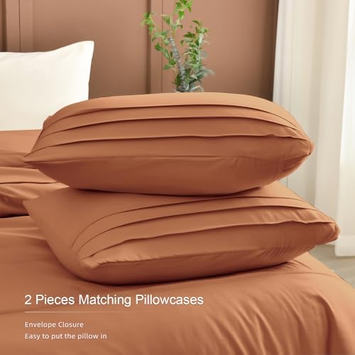 Masaca Oversized King Comforter 128x120,Pinch Pleat Pumpkin Bedding Comforter Set,3Pcs Ultra Soft Fluffy Extra Large King Comforter Set for All Season