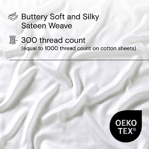 Sijo AiryWeight Tencel Sheet Set, 100% Lyocell Derived from Eucalyptus, Buttery Soft, Architectural Digest Best Cooling Sheets Winner - 4pc - 2 Pillowcases 1 Fitted 1 Top (Snow, Queen)