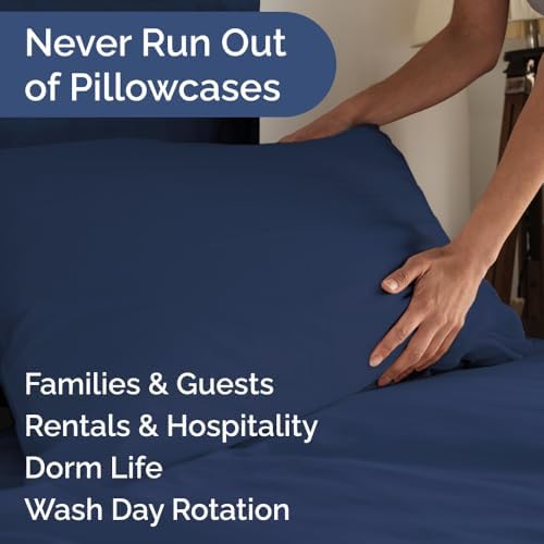 King Pillow Cases Set of 10 - Ultra Soft Pillowcase Covers - Navy Blue