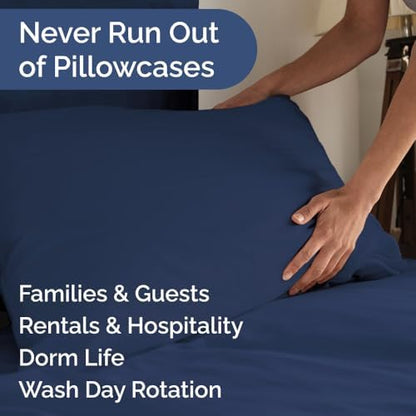 King Pillow Cases Set of 10 - Ultra Soft Pillowcase Covers - Navy Blue