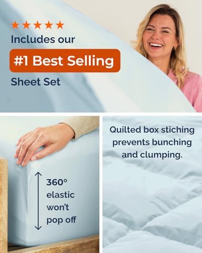 Twin XL Comforter Set - 5 Piece Bed in a Bag Twin XL Size - Ice Blue