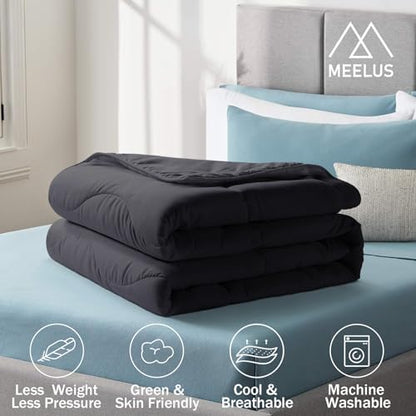 MEELUS Lightweight Comforter Cooling Black, All Season Duvet Insert