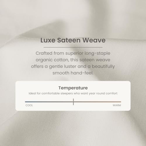 BIOWEAVES 100% Organic Cotton Sheets, 300 Thread Count 3-Piece GOTS Certified Bed Sheet Set Fits Mattress Upto 17" Deep Pocket, Soft & Silky Sateen Weave (Twin, Cream)