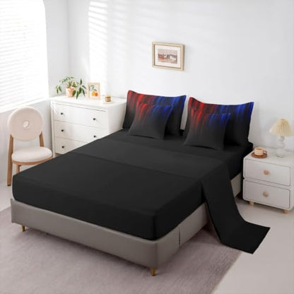Feelyou Neon Blue Red Comforter Set with Sheets 7 Piece Full Size