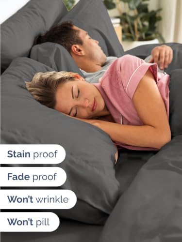 Extra Deep Pocket Twin Size Sheet Set - Breathable & Cooling - Charcoal