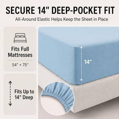 CozyLux Full Size Comforter Sets Baby Blue - 7 Pieces Bed in a Bag