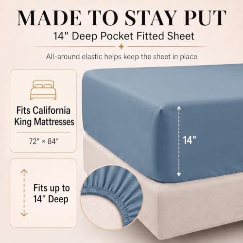 CozyLux California King Comforter Set Grayish Blue, 7 Pieces Bed in a Bag
