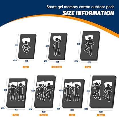 CYMULA Memory Foam Camping Mattress Pad, Sleeping Mat, Portable Roll Up Mattress for Adults, Camping Bed Pads for Sleepover, Car Bed with Travel Bag