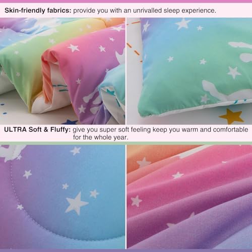 A Nice Night 5pc Rainbow Comforter Set Glow in The Dark Kids Bedding Queen