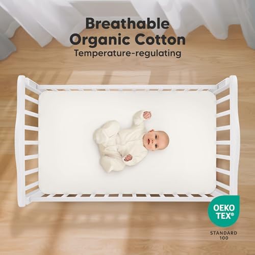 KeaBabies 2pk Organic Cotton Crib Sheets for Boys Girls 52x28, Prairie