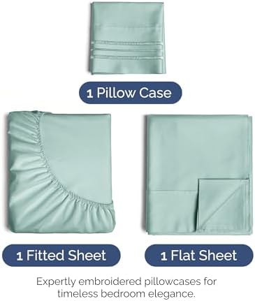 Twin XL Size 3 Piece Sheet Set - Ultra Soft & Cooling Sheets - Light Teal