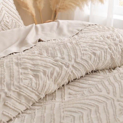 Andency Khaki Super King Comforter, 3 Pieces Boho Bedding Set