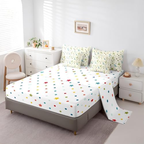 Feelyou Cute Dinosaur 7 Piece Bedding Set Cartoon Dino Comforter Set with Sheets for Kids Boys Girls Animal Theme Bed in a Bag Yellow Blue Green Bed Set Soft Lightweight