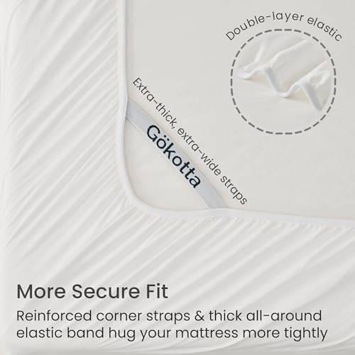 GOKOTTA 4 Piece Cal King Sheet Set - Soft, Breathable & Cozy - Cream White