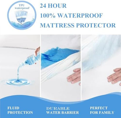 2 Pack Softhour Full Size Waterproof Mattress Protector, Stretch to 21'' Deep Pocket, Soft Breathable, Ideal for Home & Commercial Use