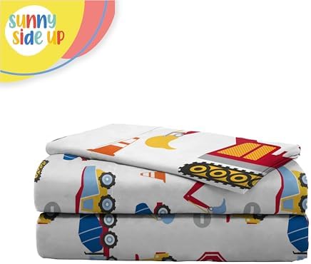 Sunny Side Up Construction Zone Twin Sheet Set - 3 Piece Kids Bedding Set Includes Pillow Cover - Super Soft Trucks Microfiber Sheets