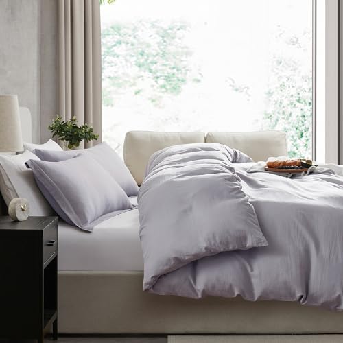 Hearth & Harbor Prewashed California King Duvet Cover Set, Grey Lavender