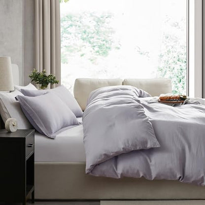 Hearth & Harbor Prewashed Twin Duvet Cover Set, Grey Lavender