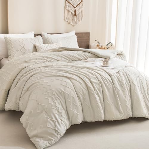 Andency King Size Comforter Set Beige, 3 Pieces Bedding