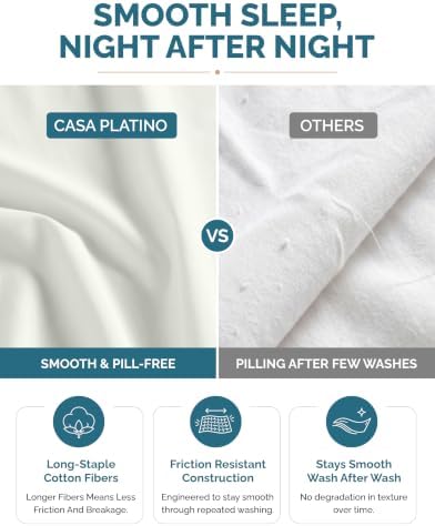 Casa Platino 100% Cotton Sheets Twin Size Set - 4 Pieces (1 Flat, 1 Fitted, 2 Pillowcases) - Soft & Breathable Percale Weave - Durable & Cooling Bed Sheets with Deep Pockets - Twin Sheet Set - Silver