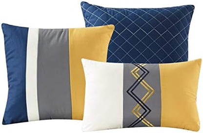 Chezmoi Collection 7-Piece Zigzag Embroidered Comforter Set, King Size