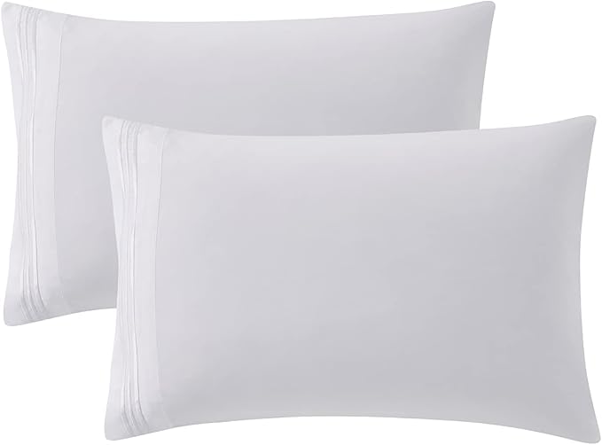 Clara Clark Bed Sheets, Premier 1800 Series 4 Piece Bed Sheet Set, Deep Pocket, Wrinkle, Fade, Stain Resistant, Luxury Soft Bedding Sheets & Pillowcases, California King, White