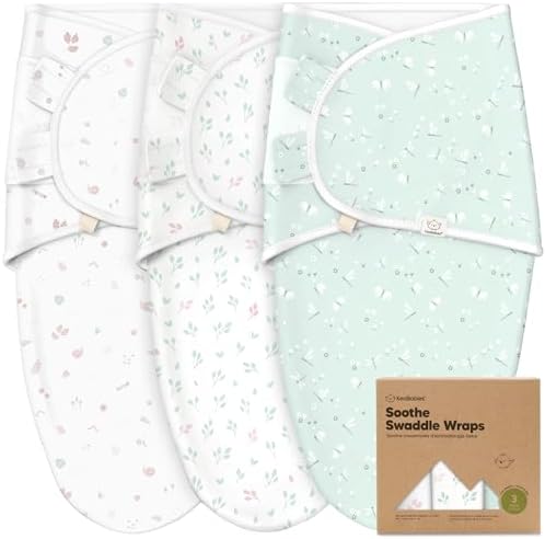 KeaBabies 3-Pack Organic Baby Swaddles for Newborns, Infant, Garden, 0-3M