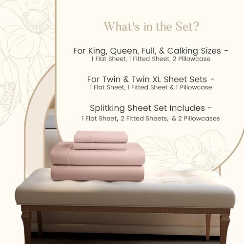 King Sheets Deep Pocket, 800 Thread Count King Size Bed Set- Sepia Rose