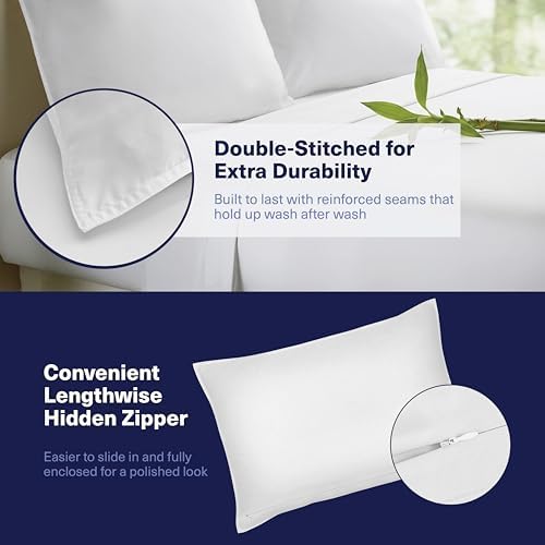 Kickoff Viscose Bamboo Sheets California King Size 4-pc 100% Organic Bamboo Viscose Bed Cooling Sheets Cal King Set Cool Bedding for hot Sleepers Sheet Set - Gift Ready Packaging (Snow White, CK)