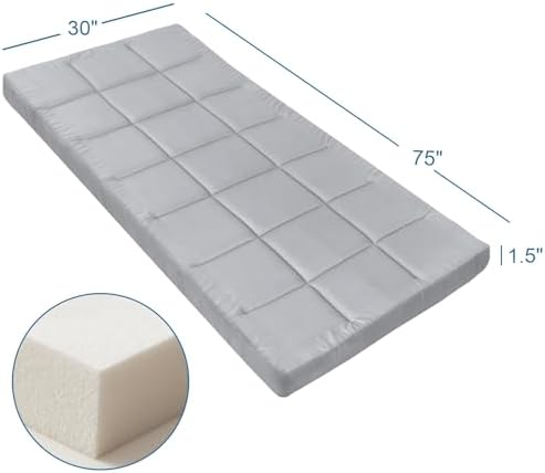 Cot Mattress Topper (Improved Thickness), Foam Quilted Pads for Camping, Soft Comfortable Sleeping Cot Mattress Pad Only, Camping Pad 75"x30" for Camp Cot/Rv Bunk/Narrow Twin Beds, Navy