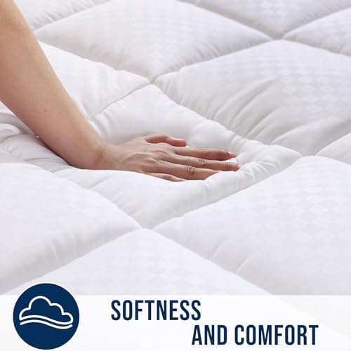 OLANLY Twin XL Quilted Fitted Mattress Pad, Down Alternative Fill, White