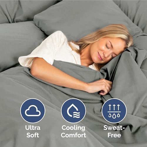Twin Size 3 Piece Sheet Set - Ultra Soft & Cooling Bed Sheets - Slate Grey