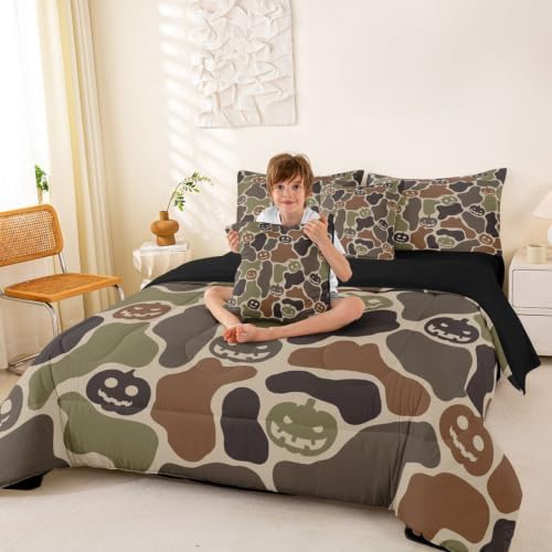 Erosebridal Pumpkin Lantern Halloween 7 Piece Bedding Set Twin