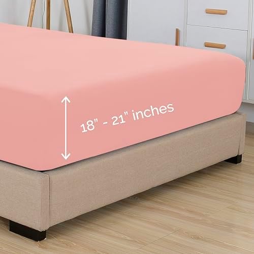 Elegant Comfort 1500 Premium Hotel Quality 18-21 Inches Deep - Extra Deep Pocket Single Fitted Sheet for High Mattress, Luxury and Softest, Smart Pocket - Wrinkle Free, California King, Dusty Rose