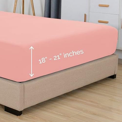 Elegant Comfort 1500 Premium Hotel Quality 18-21 Inches Deep - Extra Deep Pocket Single Fitted Sheet for High Mattress, Luxury and Softest, Smart Pocket - Wrinkle Free, Full, Dusty Rose