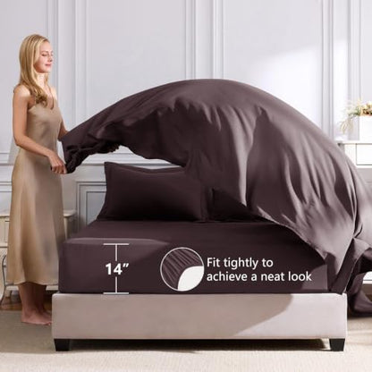 CozyLux Full Comforter Set 82"x86" Cocoa Powder - 7 Piece Bed in a Bag