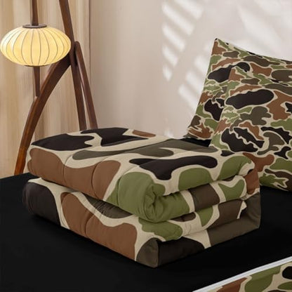 Feelyou Camo Fish Hunting Comforter Set Queen Size Kids Boys Girls